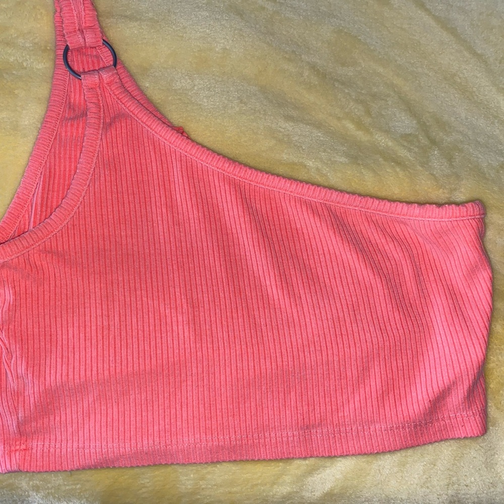 One shoulder LF crop top in neon orange